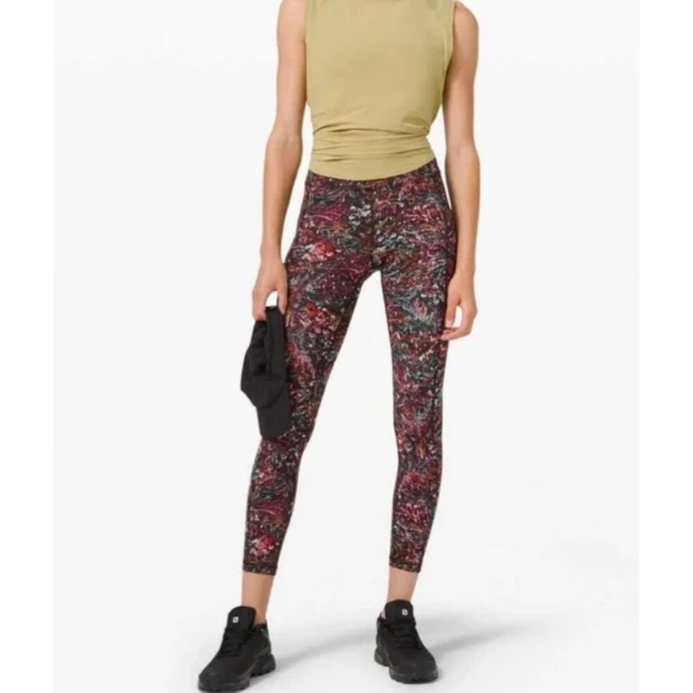 Lululemon Invigorate High-Rise Tight 25" Foliage Overlay Black Multi Everlux 8